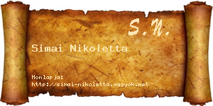Simai Nikoletta névjegykártya